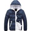 Generico Giacca Corto Piumino Pesante Invernale Lucido Uomo Antivento Impermeabile con Cappuccio Giacca da Uomo Jacket Rimovibile Giubbotto Caldo Casual Multitasche Materiale Sintetico Antivento