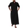 YAOHUOLE Kaftan Uomo Lungo Thobe Uomo Manica Lunga Caftano Uomo con Tasche Universale Fit, 02 nero, XXXL