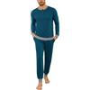 Leversic Pigiama Uomo Invernale Cotone Pigiami Due Pezzi con Scollo Rotondo, Maniche Lunghe, Top e Pantaloni con Tasches Morbido e Confortevole 366-T L