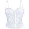 Wikoan Corsetto Donna donna Corpetti con Spalline Bustini in Pizzo Traforato Top Sexy con Spalline,Bianco,L