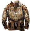 famesale Felpe Indiane Native Americane da Uomo Lupo Indiano retrò Totem Etnico Stampato in 3D 1/4 Giacca con Zip Felpe Pullover a Maniche Lunghe