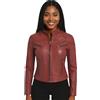 Infinity Leather Giacca da Motociclista Slim Fit in Vera Pelle Borgogna Classica da Donna