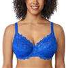 DELIMIRA Reggiseno con Ferretto Taglie Forti Pizzo Blu Scintillante 3H
