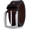 Lindenmann Mens leather XXL belt, full grain buffalo leather, marrone, Size: