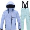 L SERVER Tuta da Sci Ragazza con Cappuccio Antivento e Impermeabile Tute da Neve Ragazzo Caldo Bambino Abbigliamento da Sci, Blu nebbia + verde menta, 12-13 Anni