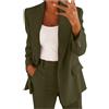 Fulidngzg Tailleur Donna Eleganti Invernali Giacca con Revers e Bottoni Pantaloni per Ufficio Lavoro Occasioni Formali e Eventi Business Completo Slim Fit Comfort Casual Curvy per Laurea,Verde Militare,3XL