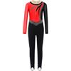 Agoky Tuta da Ginnastica Artistica per Bambina Manica Lunga con Strass Bodysuit da Danza Classica Patchwork in Rete Body Leotard da Balletto Pattinaggio Yoga Tutine Rosso 9-10 anni