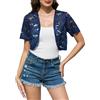 Sopesil Coprispalle Donna in Pizzo Bolero Elegante per Cerimonia con Manica Corta Cardigan Corto Estivo per Tempo Libero Blu Navy,XL
