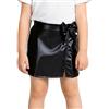 Happy Cherry Gonna in Pelle Laccata Bambina Ragazze Gonne Pelle Verniciata Elegante Alta Vita Mini Gonna Festa Casuale Nero 7-8 Anni