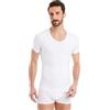 FINN Maglia Dimagrante Uomo con Scollo a V - Canottiera Snellente a Maniche Corte in Cotone - Camicia compressiva Body Shaper per Una Pancia più Piatta Bianco 5XL