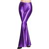 Generisch Pantaloni a zampa da donna anni 70, vita alta, eleganti, da discoteca, larghi, in paillettes, metallici, argento, taglia M