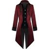 SDGR SDER Steampunk Vintage Tailcoat Giacca Da Uomo Goth Lungo Formale Gotico Vittoriano Redingote Costume Per Halloween Giacca Slim Jacket Tailcoat Cappotto Cosplay Halloween Outwear, Y Bordeaux, L