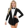 Vxuxlje Abito da Cameriera Smoking per Donna Body Suit Costume Cosplay Abito con Maniche Lunghe E Balze Abbigliamento da Danza
