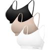 Channo Bralette Senza Cuciture da Donna: Reggiseno Senza Ferretto in Nylon con Spalline Regolabili Coppe Imbottite Coppa A-C per Casa e Tempo Libero 3 Pezzi