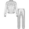 Freebily Tuta Sportiva Bambina Completo 2 Pezzi Costume da Ballo Moderno Lucido Giacca Jacket con Zip + Pantaloni Vita Alta Abito da Ballo di Strada Jazz Hip-Hop Streetwear