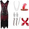 Generico Vestiti anni 20 -Abito stile Flapper anni '20 Costume da Gatsby ruggente anni '20 con accessori anni '20