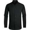 HISDERN Camicia Nero Uomo Manica Lunga Regular Fit Elegante Camicia Collo Coreana Uomo Matrimonio Formale Gemelli Camicia Uomo Nero con Tasca XL