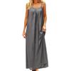 Generico Vestito Estivo Donna Lungo Lino Abito - Casual Tinta Unita Senza Maniche Loose Maxi Abiti Schienale con Cordino Come Copricostume da Spiaggia, Casa, Abbigliamento per Vacanze E Tempo Libero
