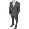 Evoga Completo Abito Uomo Sartoriale Doppiopetto Foderato Vestito Elegante Cerimonia (56, Grigio)