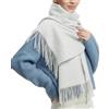PFLife Sciarpa Donna Lana 200×70cm Tocco Cashmere Invernale Calda Morbida Oversize con Confezione Regalo Elegante Scialle (Bianco Grigio)