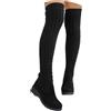 Generisch Stivali alti al ginocchio con tacco spesso elasticizzato, punta rotonda, alla moda, per l'inverno, casual e comodi, Nero , 37 EU