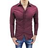 Shunwige Camicia Uomo Sartoriale Bordeaux Casual Elegante Slim Fit (XXL)