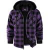 JACKETOWN Giacca Uomo in Pile Con Cappuccio Camicia in Flanella a Quadri Giacca Intermedia Calda E Imbottita Giacca Casual Con Tasche Ideale per Autunno E Inverno