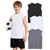 Somaibo Confezione da 3 Canotte Sportive per Ragazzi in Rete Traspirante, ad Asciugatura Rapida, Senza Maniche, Magliette muscolari per Bambini, Bianco Nero Grigio, 11-12 Anni