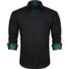 HISDERN Camicia da uomo con colletto classico Colletto classico da uomo Camicia con motivo cachemire verde nero Casual formale abbottonata Camicie regular fit manica lunga