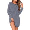 Demegimi Camicia da Notte Donna Invernale Camice da Notte in Cotone Lungo da Notte in Cotone Scollo a V Nightwear Sleeping Shirt Underdress