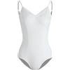 HROYL Body da Danza per Donna Classica Scollo a V Body da Balletto Body Ginnastica Leotards con Spalline Regolabili,C11-Bianco,XL