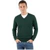 Marenza Scollo V Uomo Manica Lunga Misto Cashmere Seta Made in Italy (XL, Verde Bottiglia)