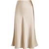 Eisnnu Gonna in Raso da Donna Gonna a Trapezio Lunghezza Midi Tinta Unita a Spina di Pesce in Seta per Feste aziendali S-XXXL (IT, Testo, S, Regular, Regular, Champagne)