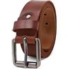 ROYALZ Vintage Cintura Uomo in robusta pelle di bufalo 4 mm, Cintura per Jeans con fibbia ad ardiglione antico - Larghezza della cinghia:38 mm