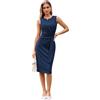 GRACE KARIN Abito da donna, elegante, senza maniche, girocollo, da lavoro, per cocktail, feste, a matita, formale, Blu mare, XXL