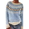 Generisch Maglione invernale da donna, caldo, maglione norvegese, maglione a maglia Fair-Isle, vestibilità larga, girocollo, maglione da donna, blocco di colore, casual, a maniche lunghe