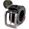 Cartvelli Cintura uomo 100cm in pelle premium Made in Italy con confezione regalo - cintura in vera pelle 40mm Nero ITA22s-100