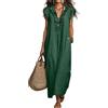 Azruma Vestito Donna Elegante Corto Abito Lungo Estivo Donna Vestito Premaman Monocolore Collo Flying Sleeve Midi Oscillante Spiaggia Boho Festa Vita Alta per Vacanze Abito Lungo Estivo