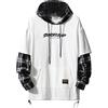 GURUNVANI Felpa con Cappuccio da Uomo Stile Giapponese Patchwork con Personaggi Streetwear Felpa con Cappuccio da Uomo, 20wy801bianco, X-Large