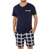 Leversic Pigiama Uomo Estivo Pigiami Corto Scollo a V Abbigliamento da Casa in Due Pezzi Comodo Morbido S-3XL