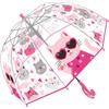 Chesoon Ombrello per Bambini con Grazioso Motivo Gatto Rosa Superficie Trasparente a bolla Cupola Antivento per Bambine dai 3 agli 8 anni