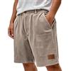 Generico Pantaloni Uomo Estivi Corti Bottone Velluto A Coste con Tasche - Abbigliamento Uomo Pantaloni Corti Moda Semplice Casual Vintage, Shorts da Casa Sportiva Spiaggia Cachi XL