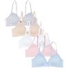 Channo Reggiseno Top Base per Ragazze in Cotone Senza Ferretto Colori Semplici Spalline Regolabili Coppa A - Confezione da 5, Nuovo, 1A
