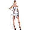 Rrongwn Vestito da donna per Halloween, costume da sposa con fantasma, per Halloween, carnevale, horror zombie, costume da sposa con fantasma, spaventoso, festival, abito da sera sexy, bianco, M