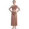Freebily Abito da Balletto Ballo Lirico Contemporaneo Bambina Monospalla Vestito da Danza Classica Moderna Jazz Body Ginnastica Artistica con Gonna in Tulle Dancewear Dusty Pink 13-14 Anni