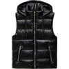 GIBZ Piumino Smanicato Lucido da Uomo Giacca con Cappuccio Nero XL