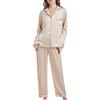 SHCNSJC Pigiama Seta Donna Pigiama Lungo da Donna, Pigiami Due Pezzi Donna Manica Lunga con Bottoni, Pigiama da Donna in Raso, Pigiama Donna Invernale, Set Pigiama da Notte S-XXL