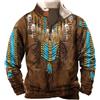 famesale Felpe Indiane Native Americane da Uomo Lupo Indiano retrò Totem Etnico Stampato in 3D 1/4 Giacca con Zip Felpe Pullover a Maniche Lunghe