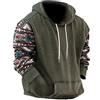 kewing Felpa con Cappuccio con Motivo Etnico da Uomo con Maglione a Maniche Lunghe con Taschino a Maniche Lunghe