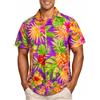 King Kameha Camicia Hawaiana Uomo Maniche Corte - Camicia Estiva Aloha con Stampa Ananas